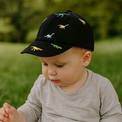 casquette bebe noir dinosaure