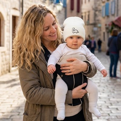 Bonnet bebe blanc avec maman