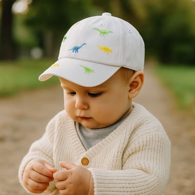 casquette bebe blanc dinosaure