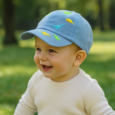 casquette bebe bleu dinosaure