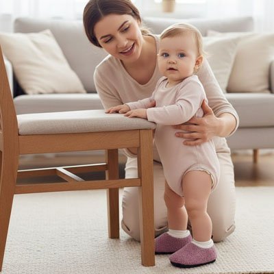 chausson bebe avec maman mauve