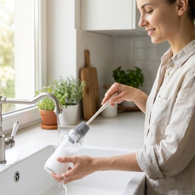 Goupillon biberon blanc