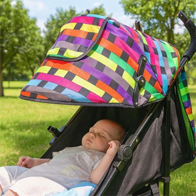 Parasol-pour-poussette | UltraShield-Luxe-de-bebe-multicolore-bleu-rouge-noir
