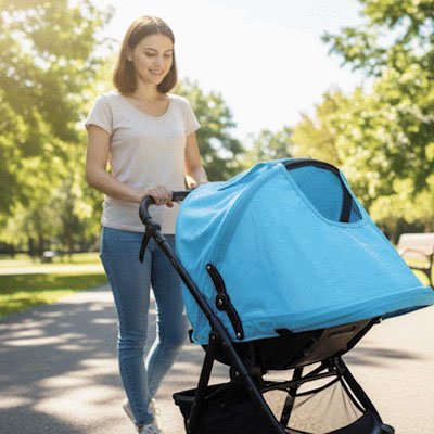 parasol pour poussette bebe bleu