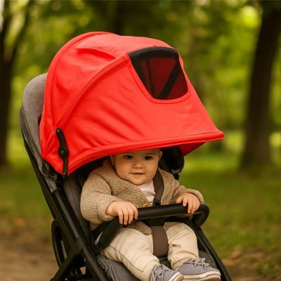 parasol pour poussette bebe rouge