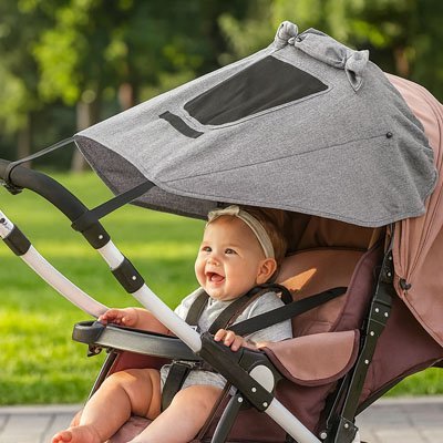 parasol pour poussette gris