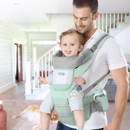 Porte-Bébé-Ergonomique | Confort Premium-Luxe-de-bebe-rose-et-vert